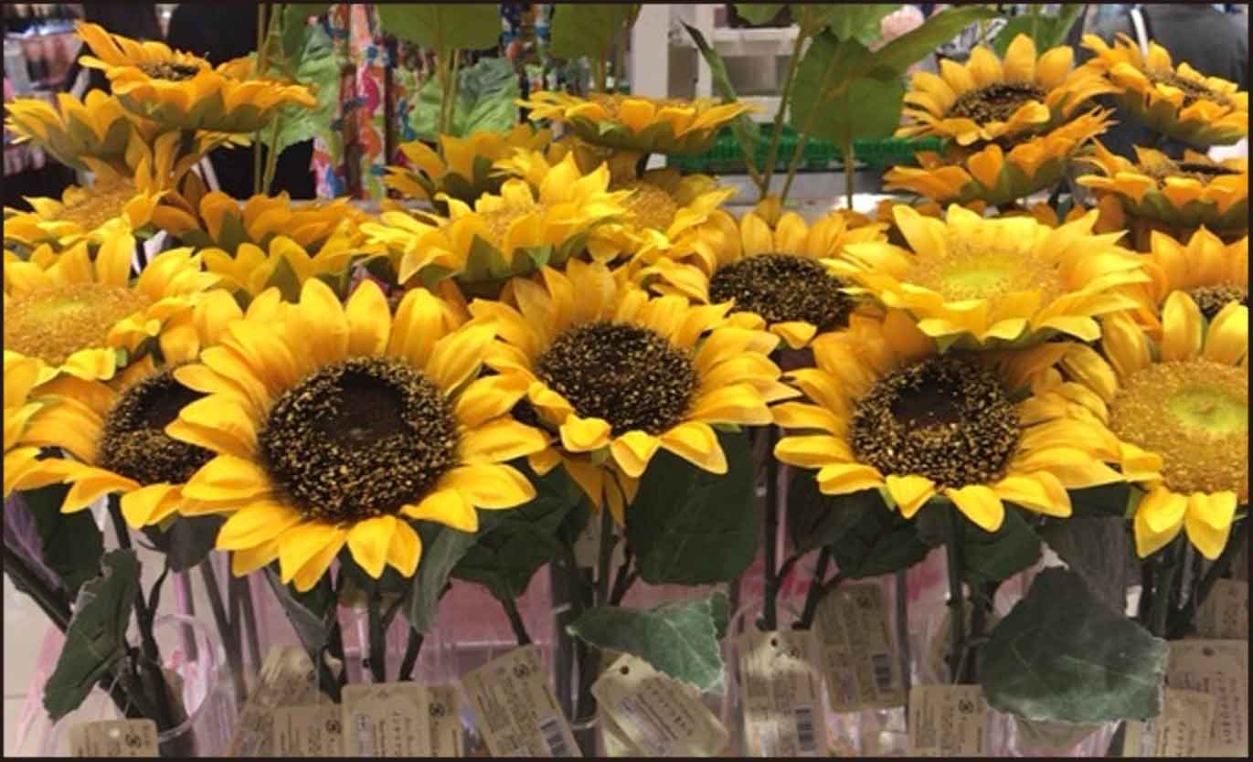 ダイソー100均ひまわり造花画像一覧 向日葵花冠リース ボール等 オシャベ